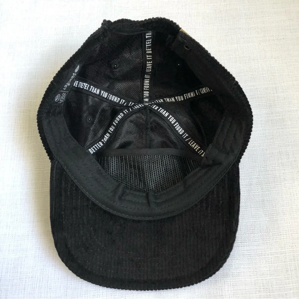 Parks Project Yosemite Black Corduroy Adjustable Baseball Cap Hat One Size